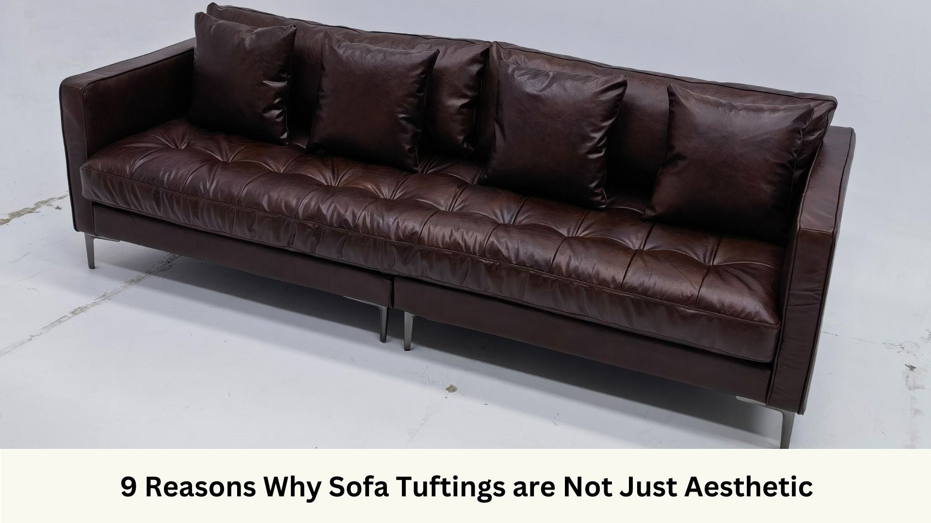 Castle 240cm Dark Brown Full Leather Sofa with Tufted Seat Cushions 