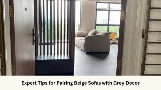 Comfy 220cm Beige Sofa with grey tiled floors