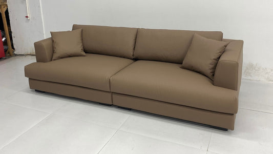 Christy 3 seater brown faux leather sofa