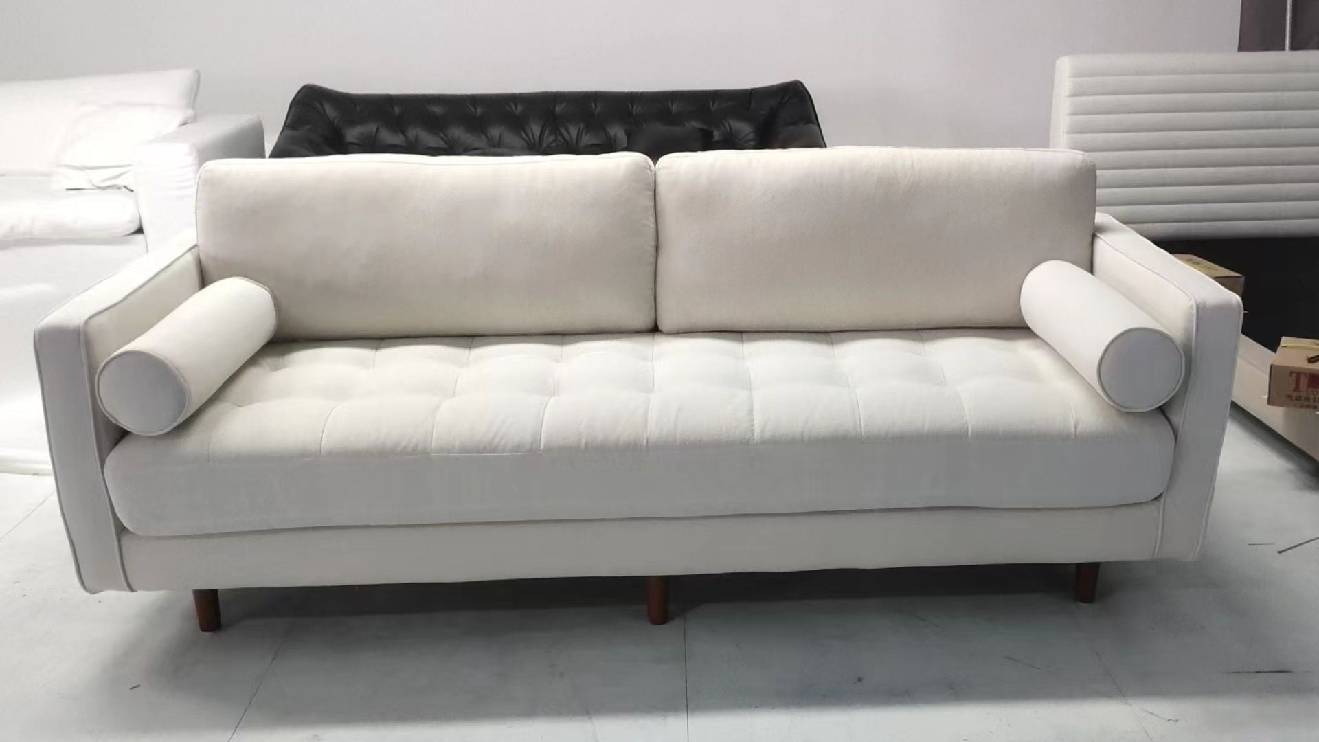 Castle 220cm beige fabric sofa