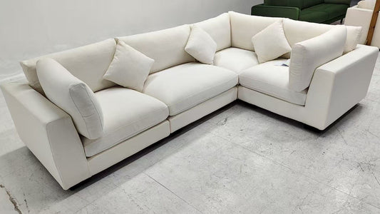 Claudia 300cm white fabric corner sectional sofa