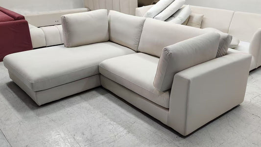 Claudia 240cm white fabric L shape sectional sofa in easy clean fabric