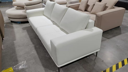 Calm 260cm 4 seater white half leather sofa