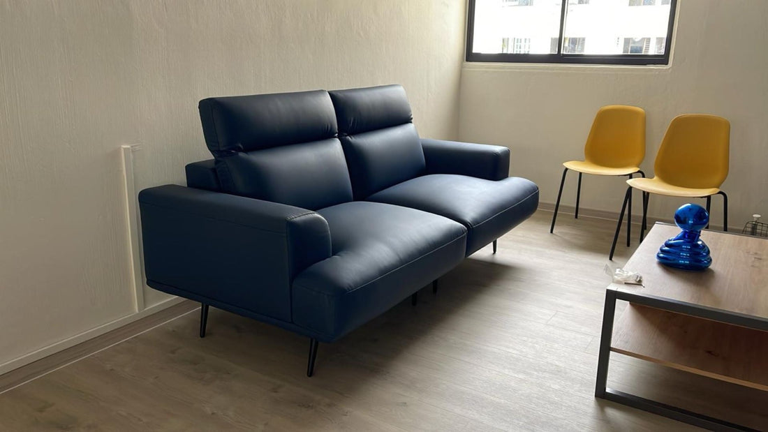 Charles 200cm blue pet friendly vegan leather sofa