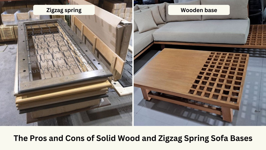 Side by side of sinous spring and wooden base sofa frames