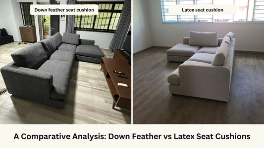 Crescent section with down feather and latex seat cushions