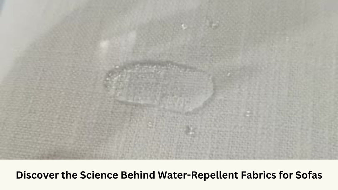 Sample of water resistance on Toby white fabric for Cozylant sofas