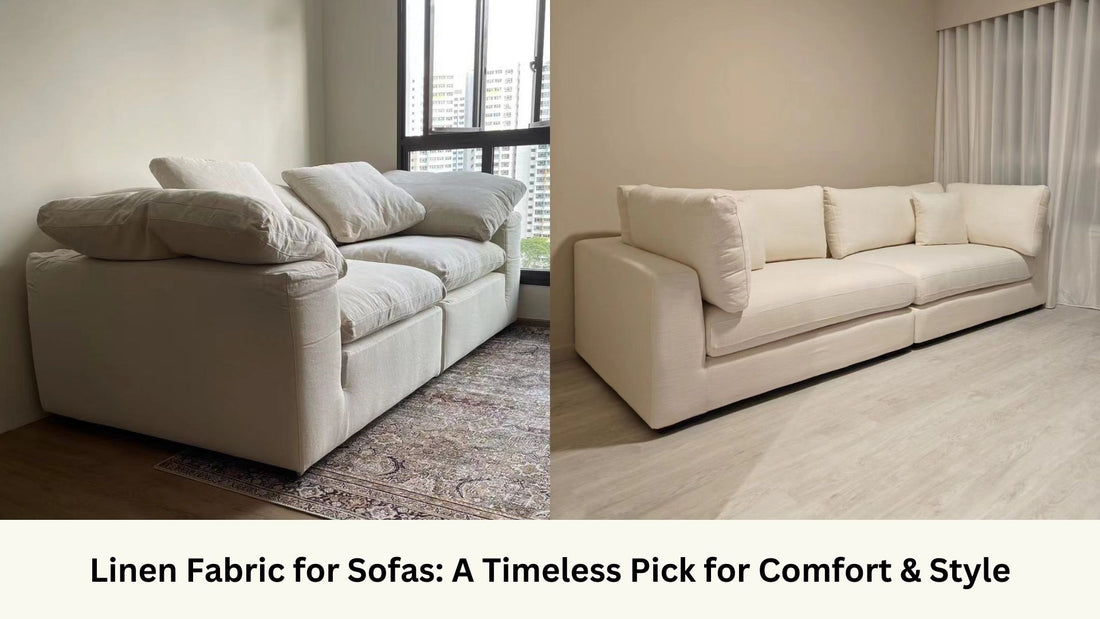 Cloud cotton and linen blended sofa and Claudia polyester blended linen inpsired sofa