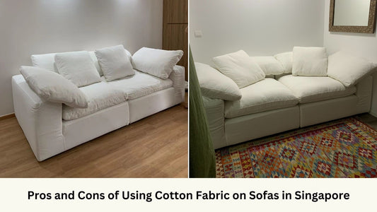 Cloud 3 seater sofas in white made with fabric containing 60% cotton
