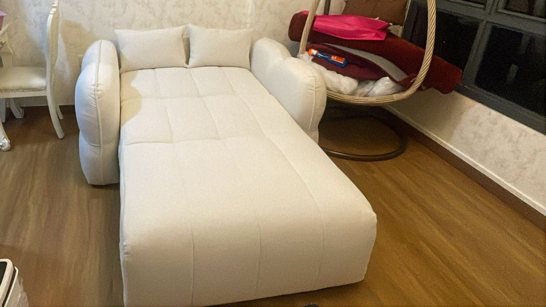 Clover eletric white boucle fabric sofa bed