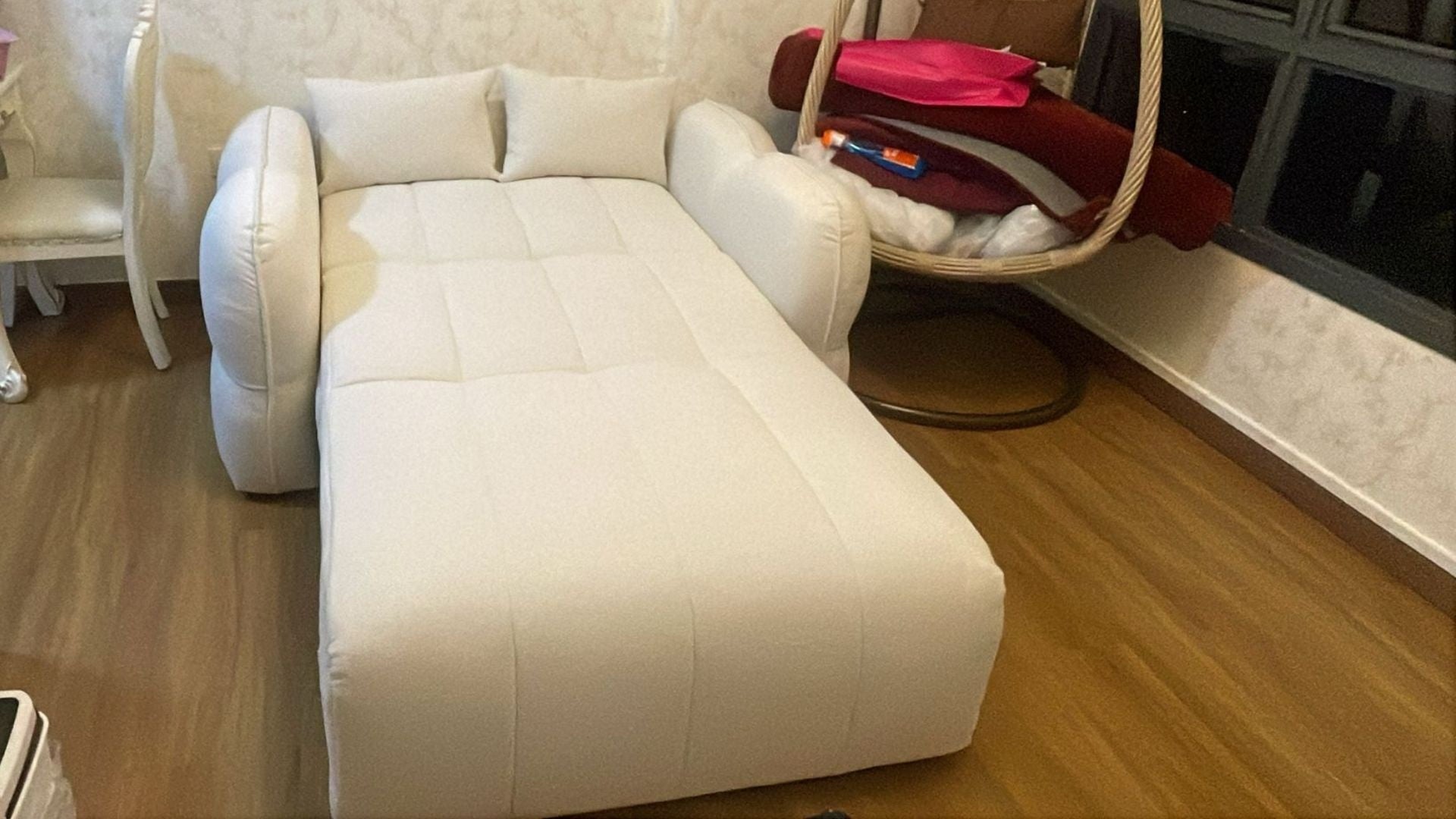 Clover eletric white boucle fabric sofa bed