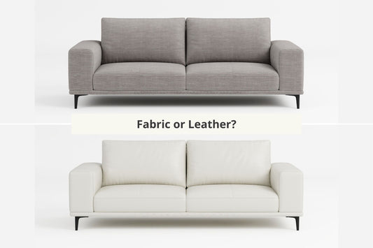 Fabric grey calm sofa vs leather white calm sofa 
