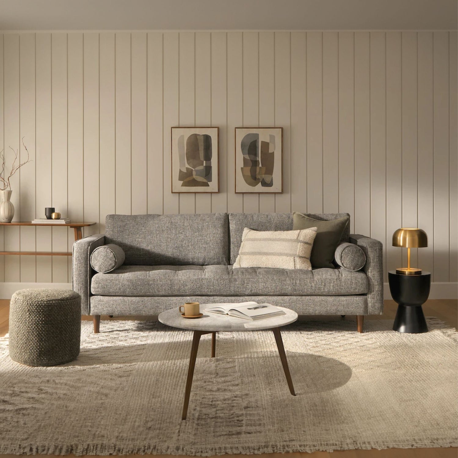 Castle grey fabric sofa in living room