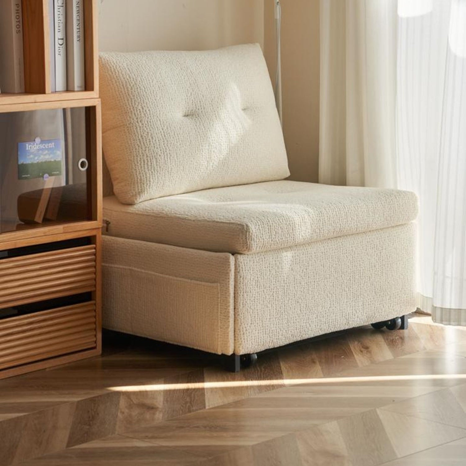 Ciabatta fabric sofa bed white