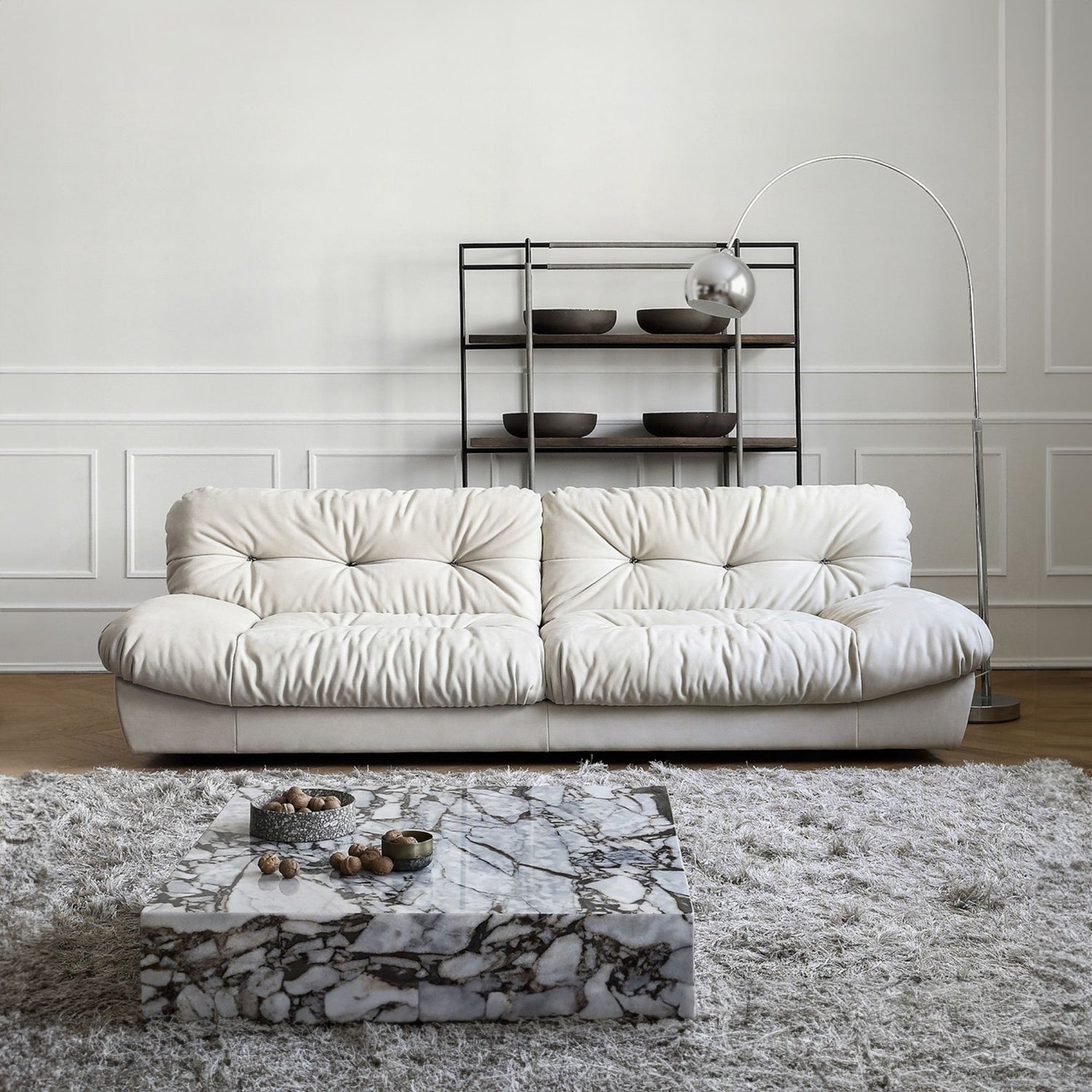 Clora white fabric sofa