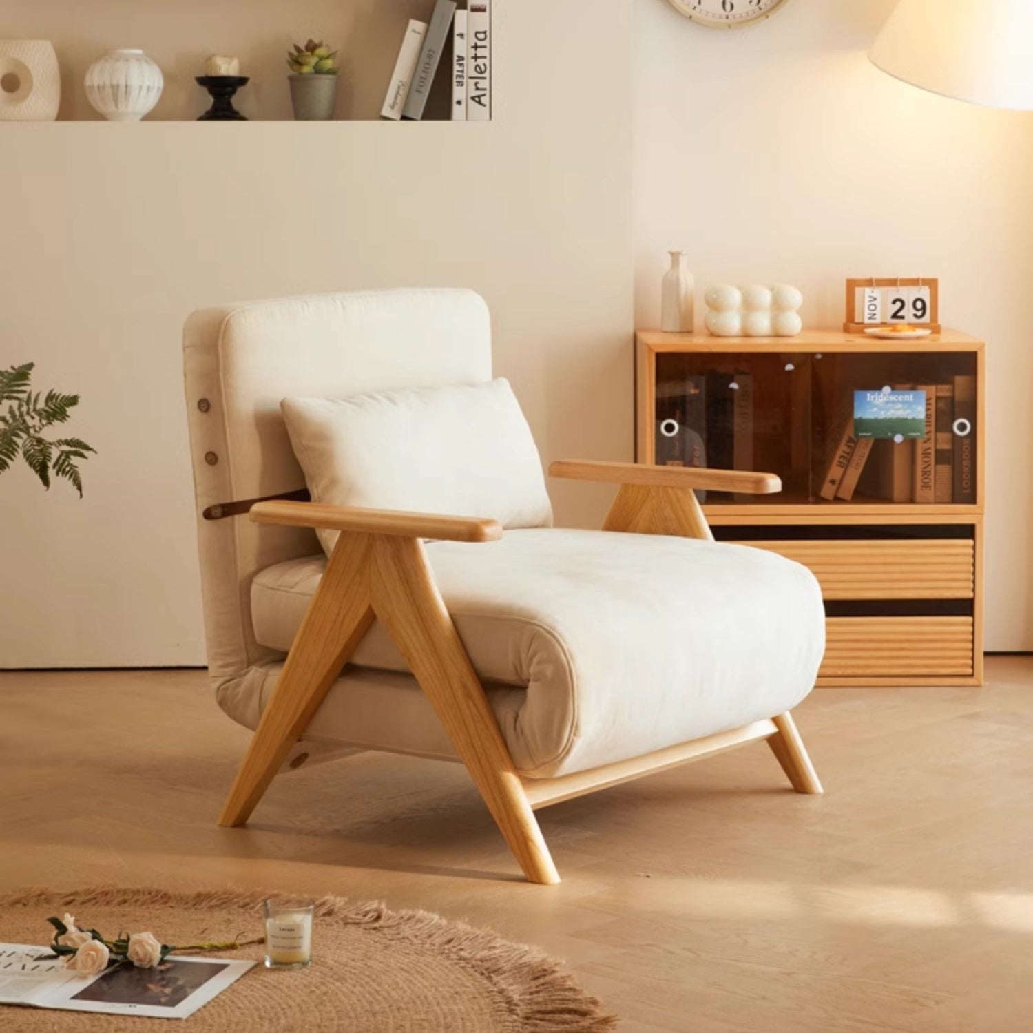 Corona fabric sofa bed white