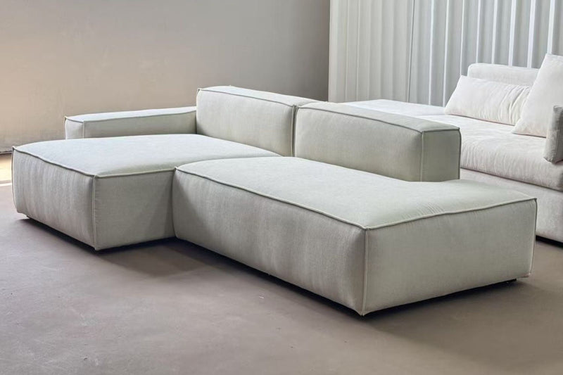 Cubix L shape fabric one arm sofa in beige washable fabric