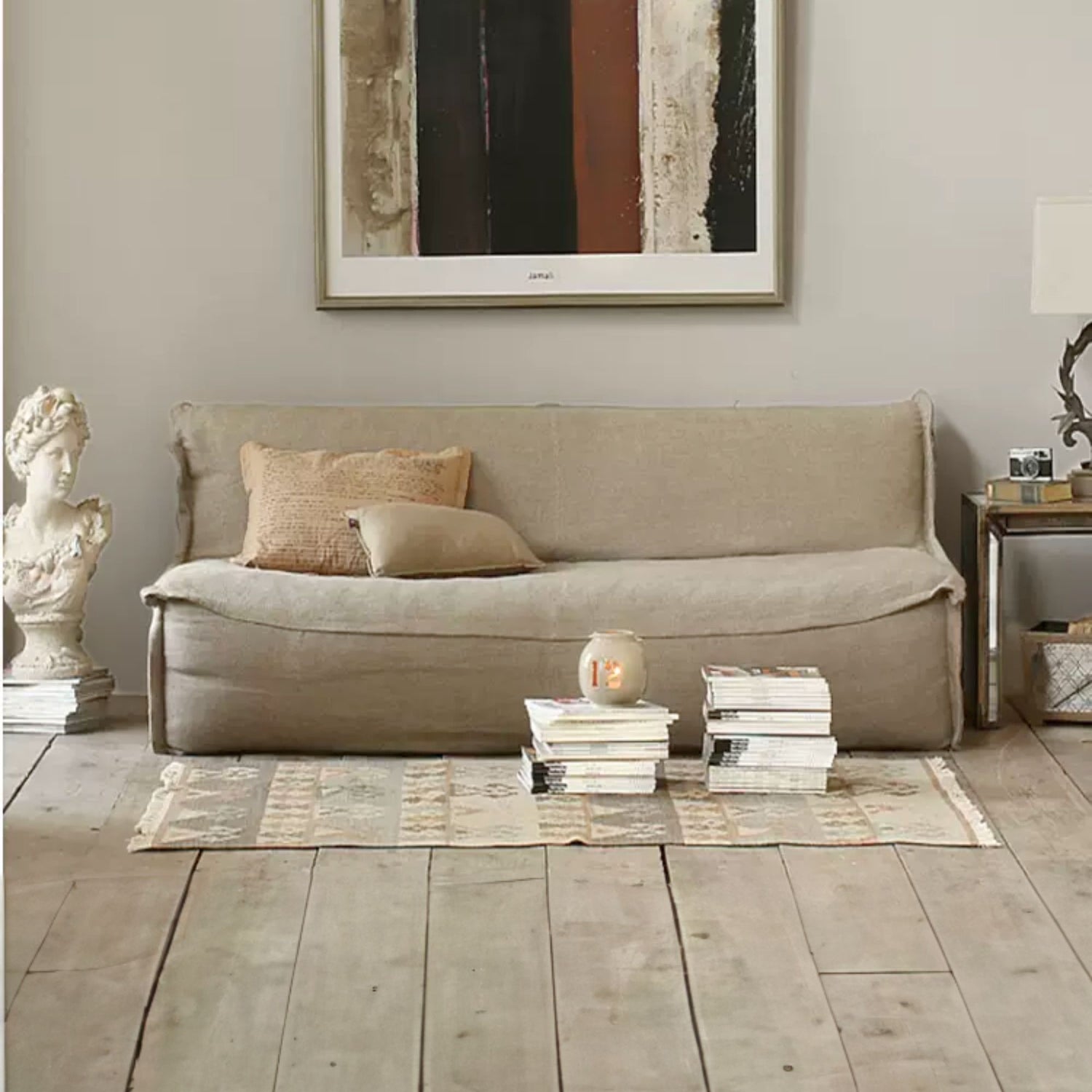 Cubo brown fabric sofa in living room setting