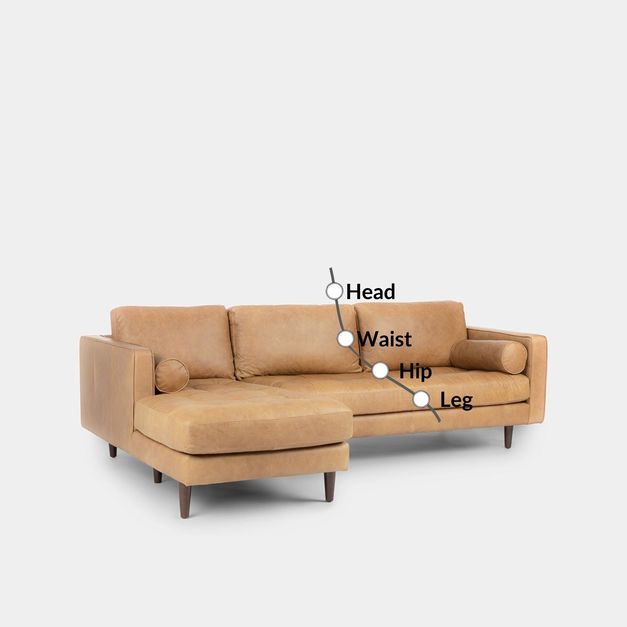 Castle leather sectional sofa left brown