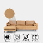 Castle leather sectional sofa left brown