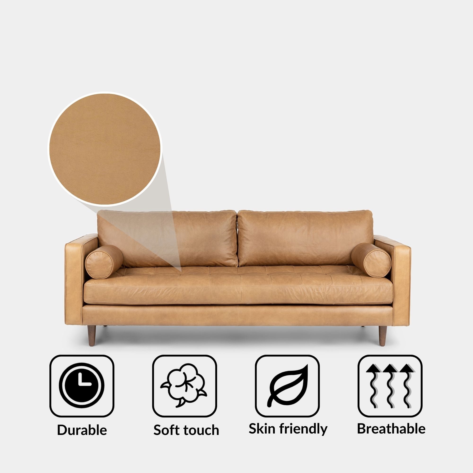 Castle half leather sofa brown