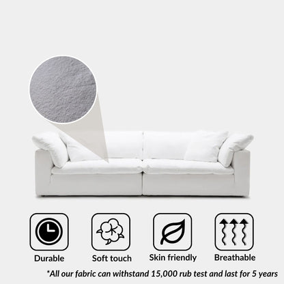 Cloud fabric 2 seat sofa white