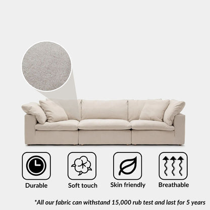 Cloud fabric 3 seat sofa beige