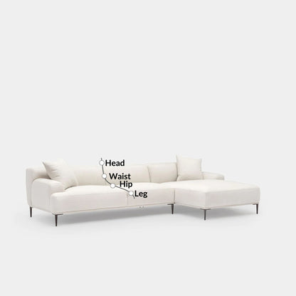 Crystal fabric sectional sofa large right white