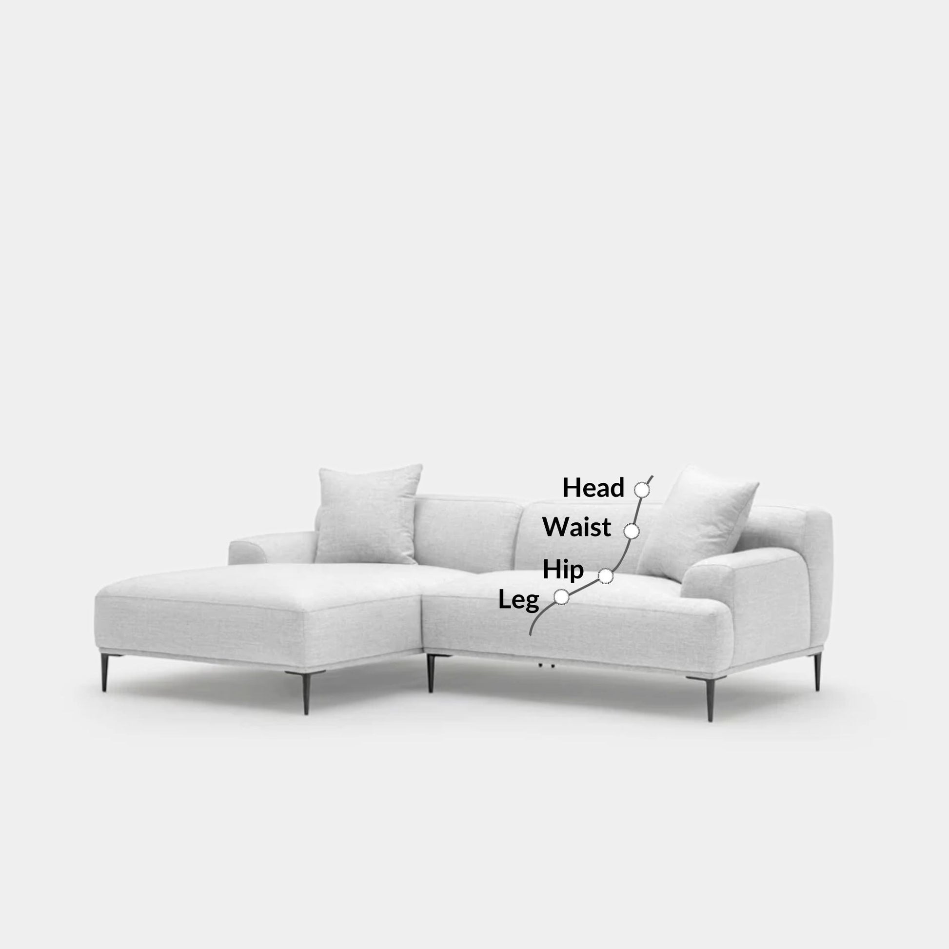 Crystal fabric sectional sofa left grey
