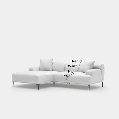 Crystal fabric sectional sofa left grey