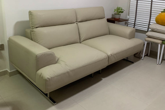 Charles 200cm Beige Half Leather Sofa Wei Qing | Aug 24