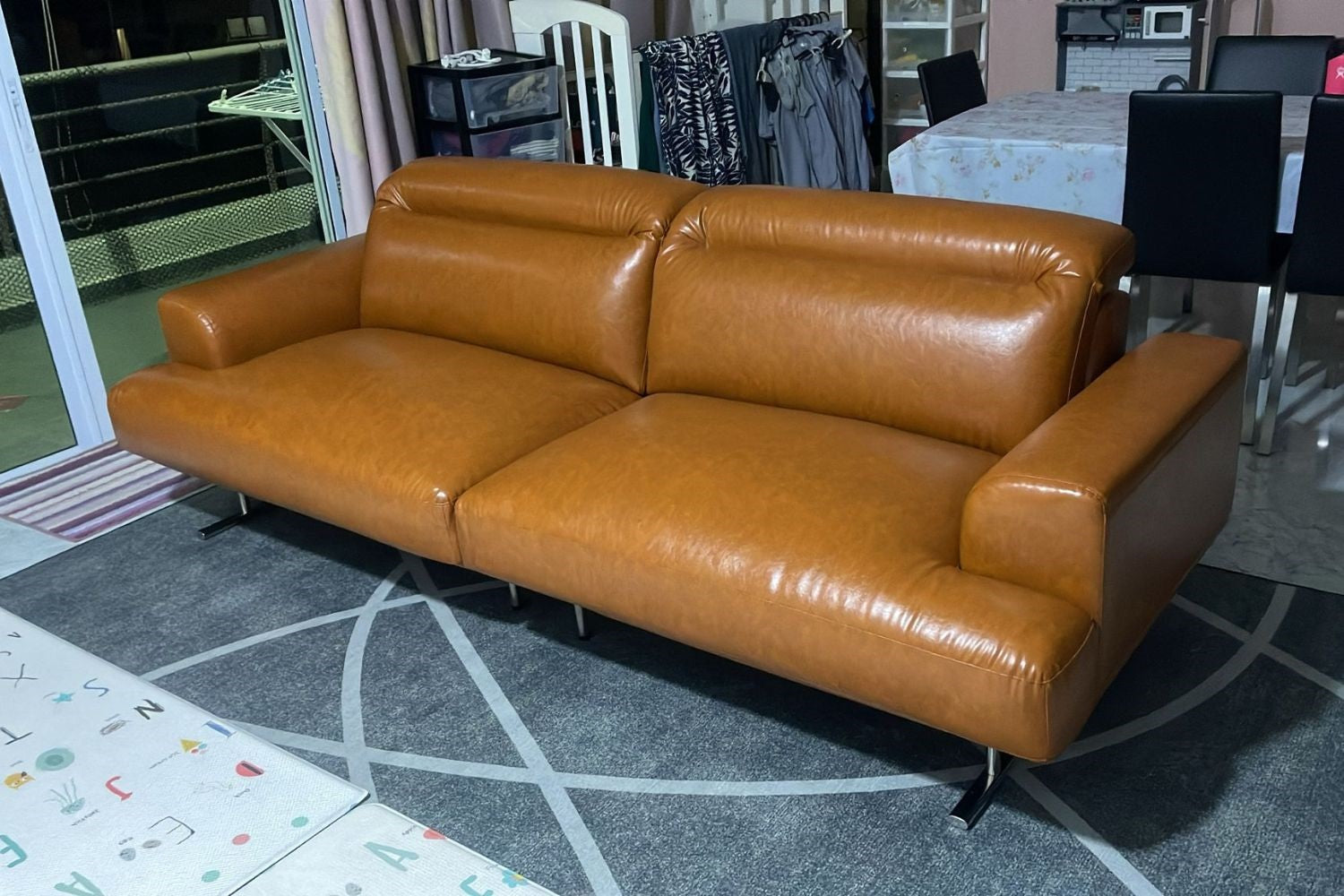 Charles 250cm Brown Faux Leather Sofa Hannah | Aug 24