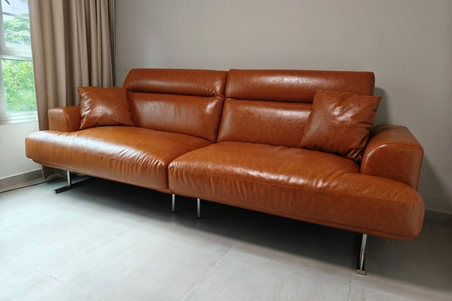 Charles 250cm Brown Faux Leather Sofa Lily Low | Nov 24