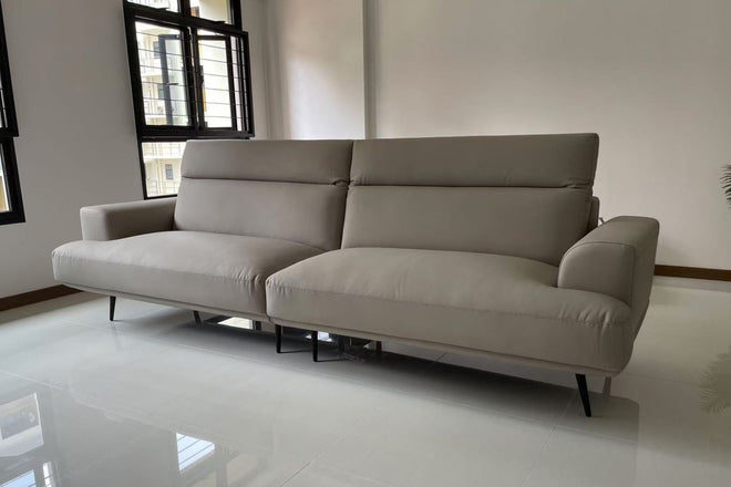 Charles 280cm Light Grey Faux Leather Sofa Dianny | Oct 24