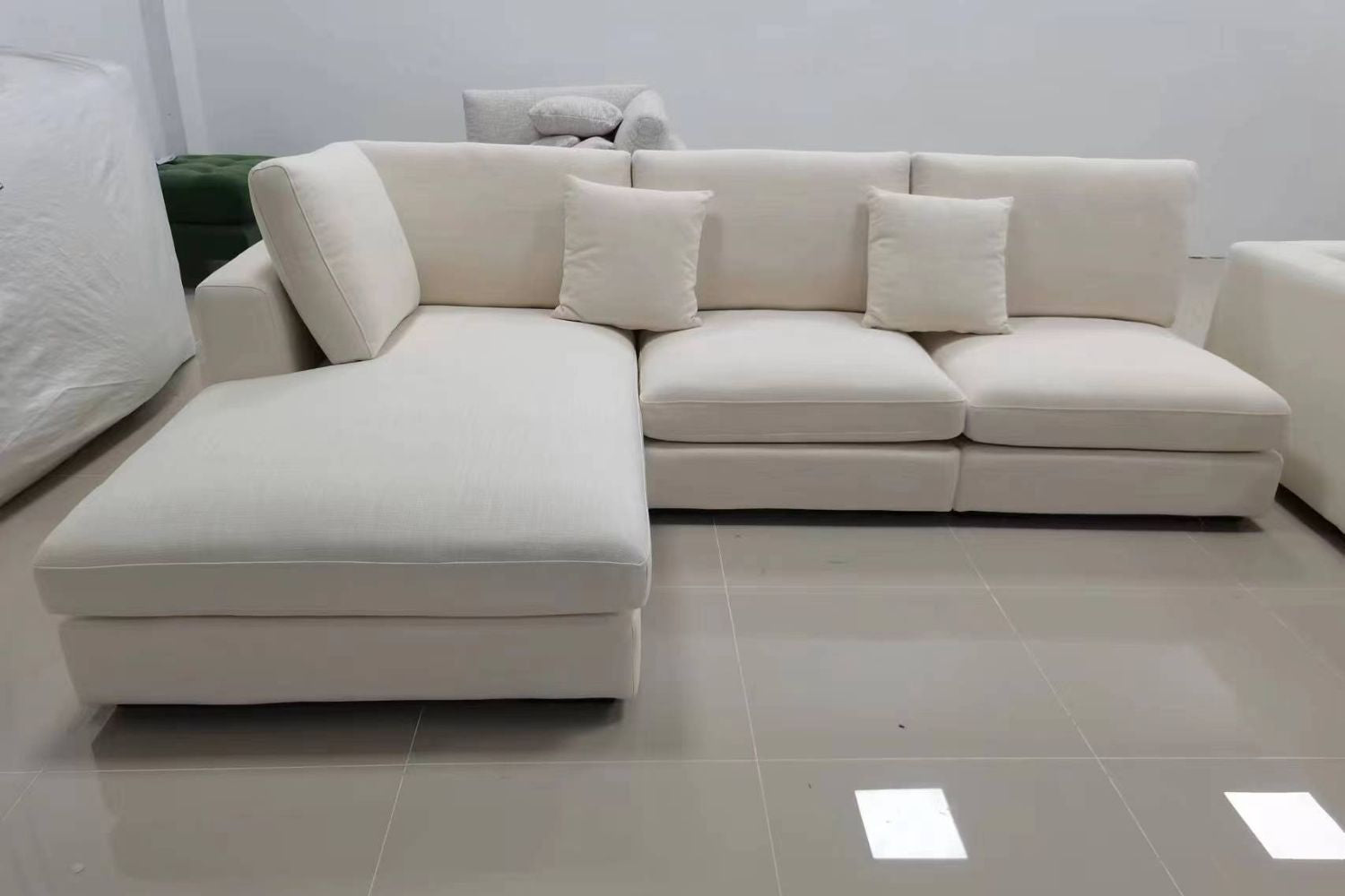 Claudia 260cm White (Toby 02) Fabric Sectional Sofa Fadzli | Apr 24