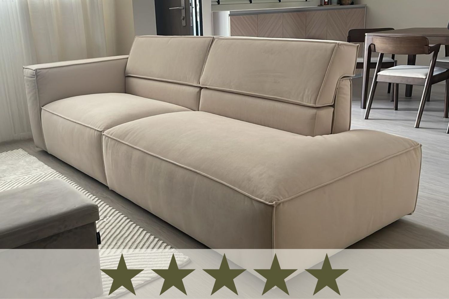 Cubix 4 seater beige pet friendly fabric adjustable backrest sofa review