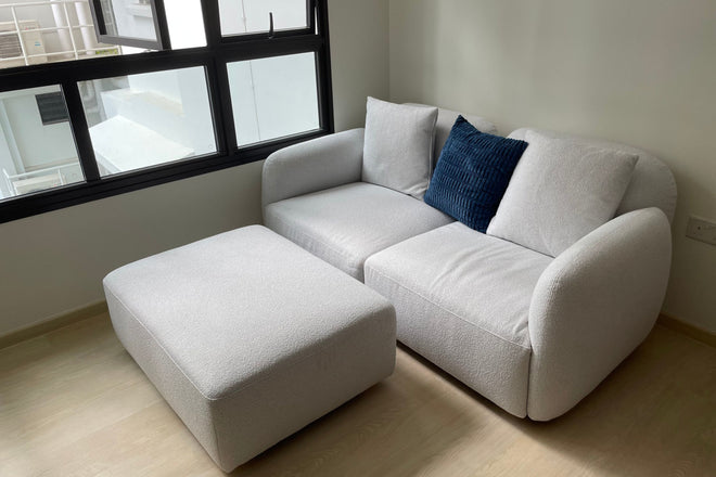 Charmy 90cm x 67cm Grey Fabric Ottoman | Nov 23