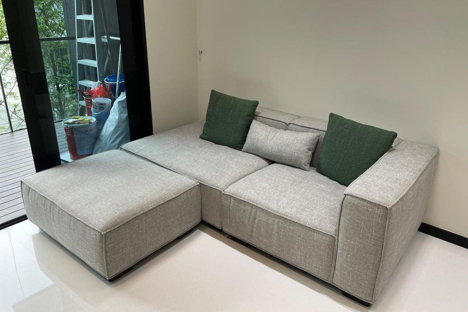 Customized 210cm fabric sofa in real customer's home 