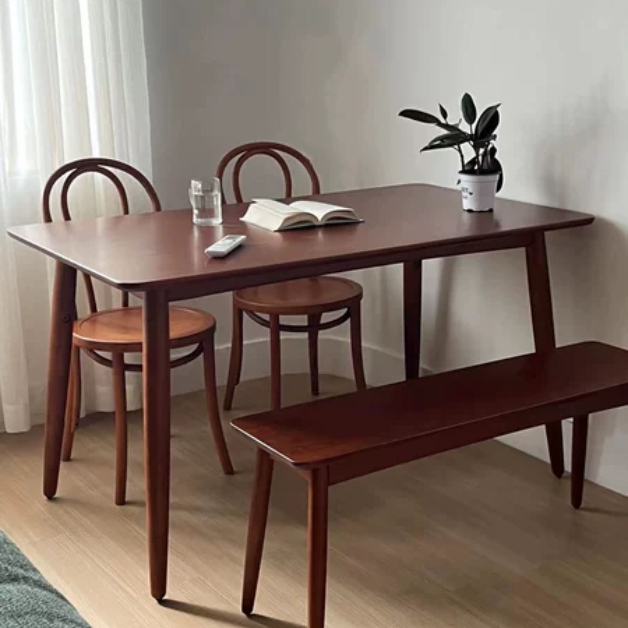 Tranquil poplar wood table dining set