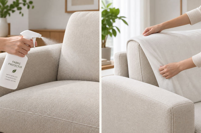 Applying water resistance coating and adding a sofa cover on top of the sofa are additional ways to keep the sofa fabric clean