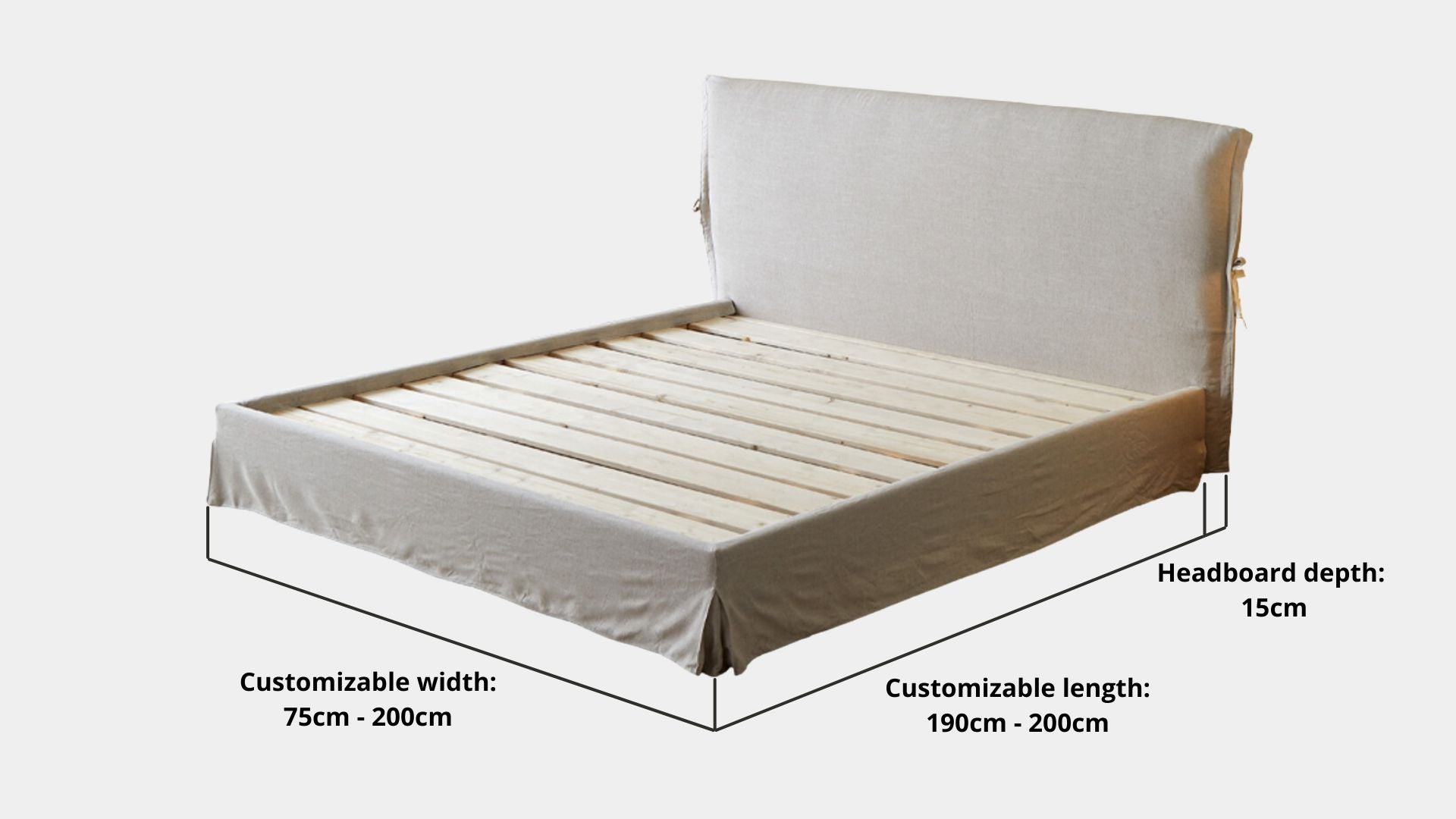 Key bed frame dimensions for Cloud Fabric Bed Frame