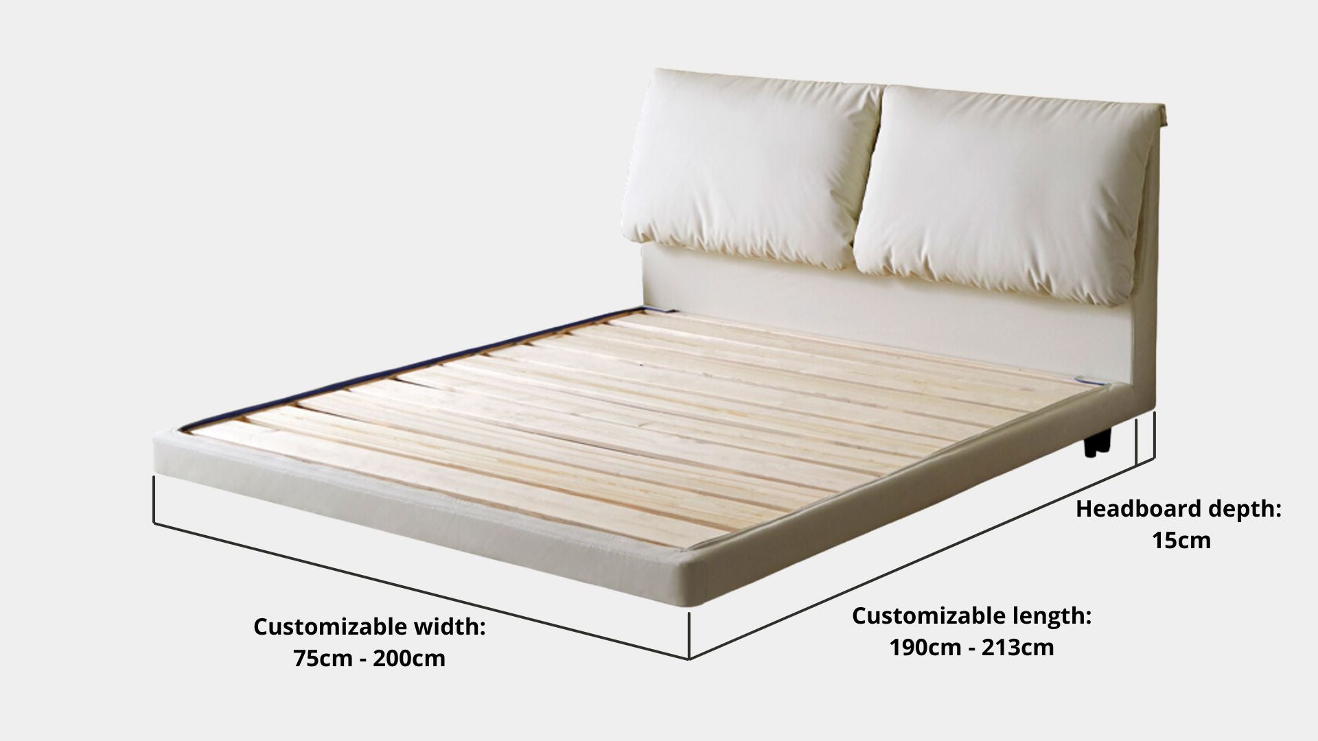 Key bed frame dimensions for Comfy Faux Leather Bed Frame