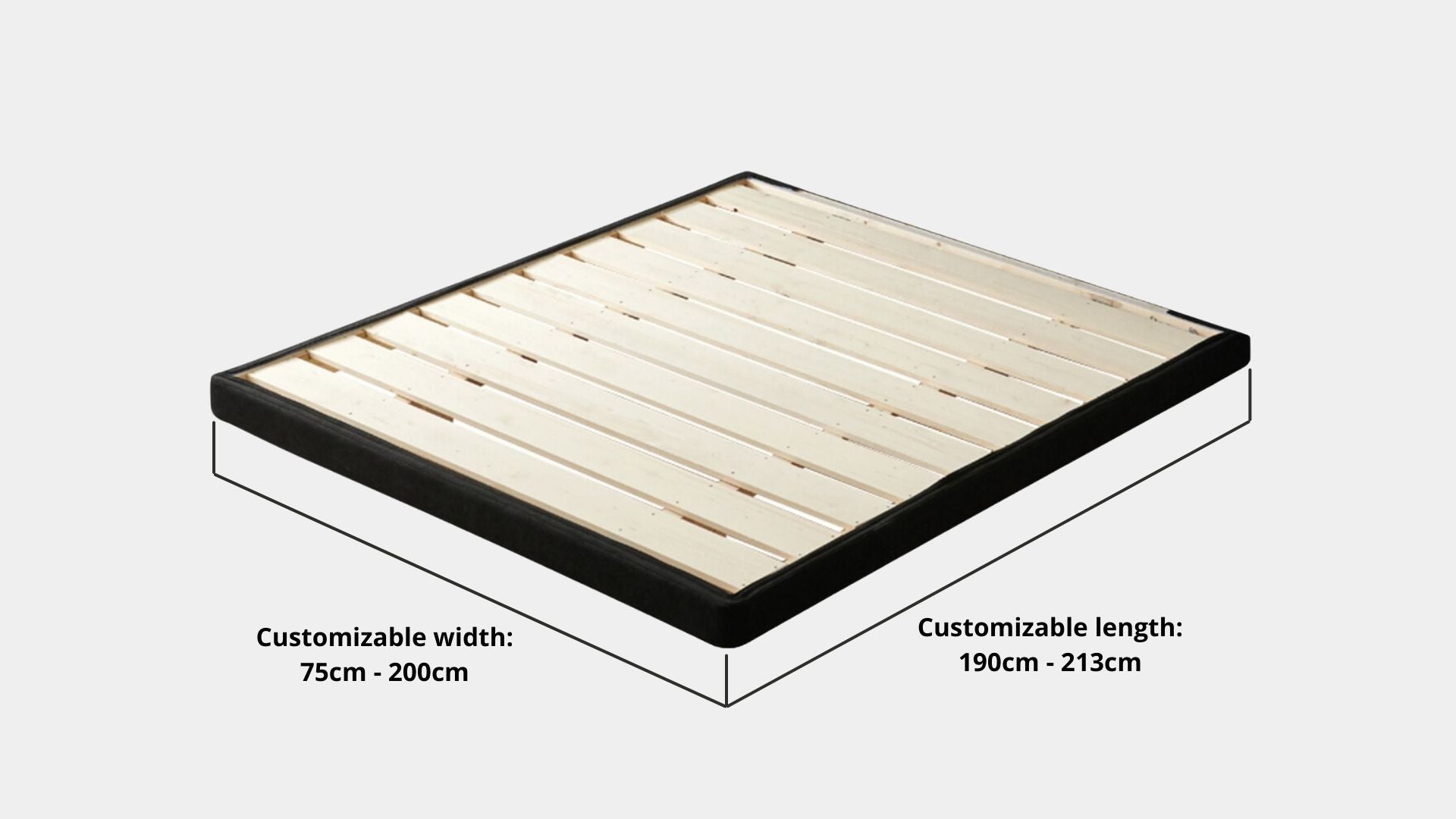 Key bed frame dimensions for Crystal Fabric Bed Frame