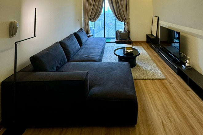 Black fabric sample sofa