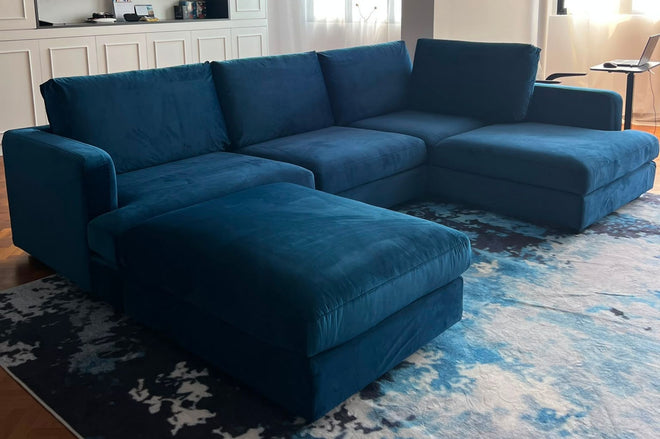 Blue fabric sample sofa
