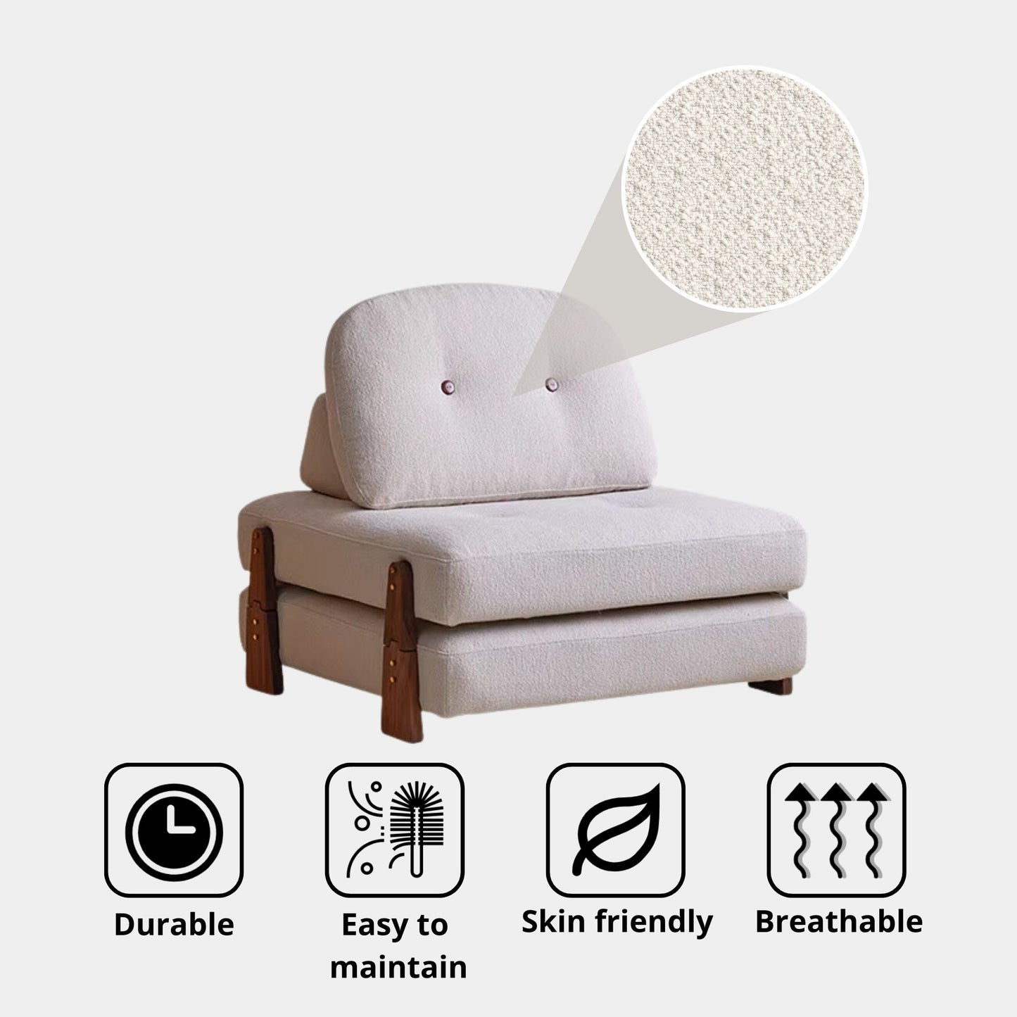 Cakelet fabric sofa bed white