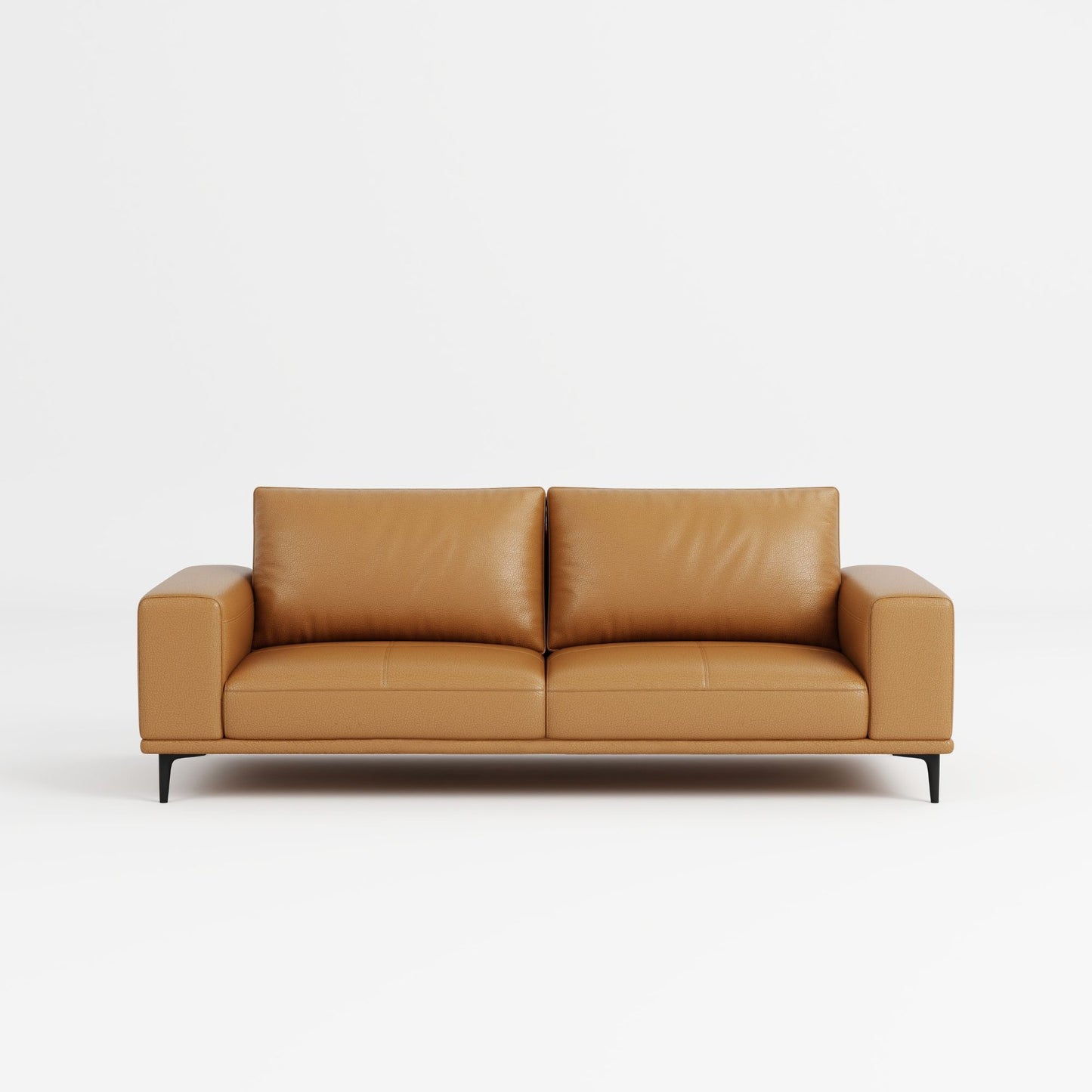 Calm brown top grain half leather sofa