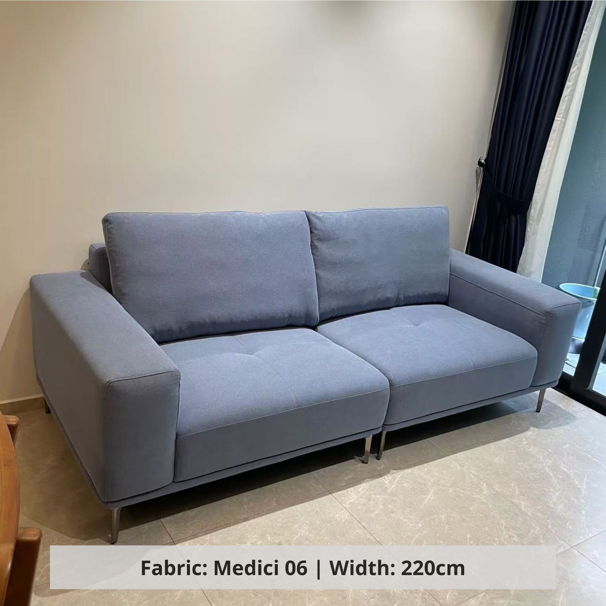 Calm 3 seater blue fabric sofa sample (Other)