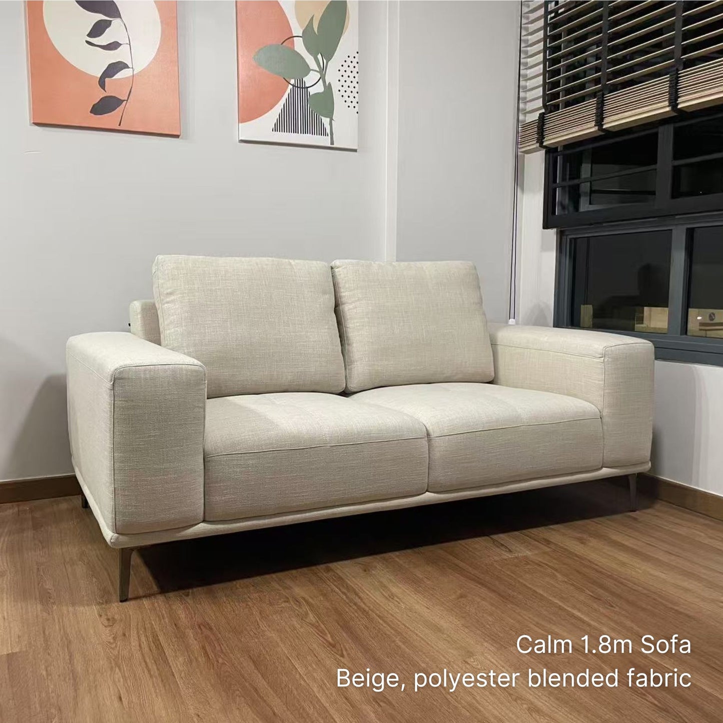 Delivered 2 seater 180cm Calm fabric sofa in beige