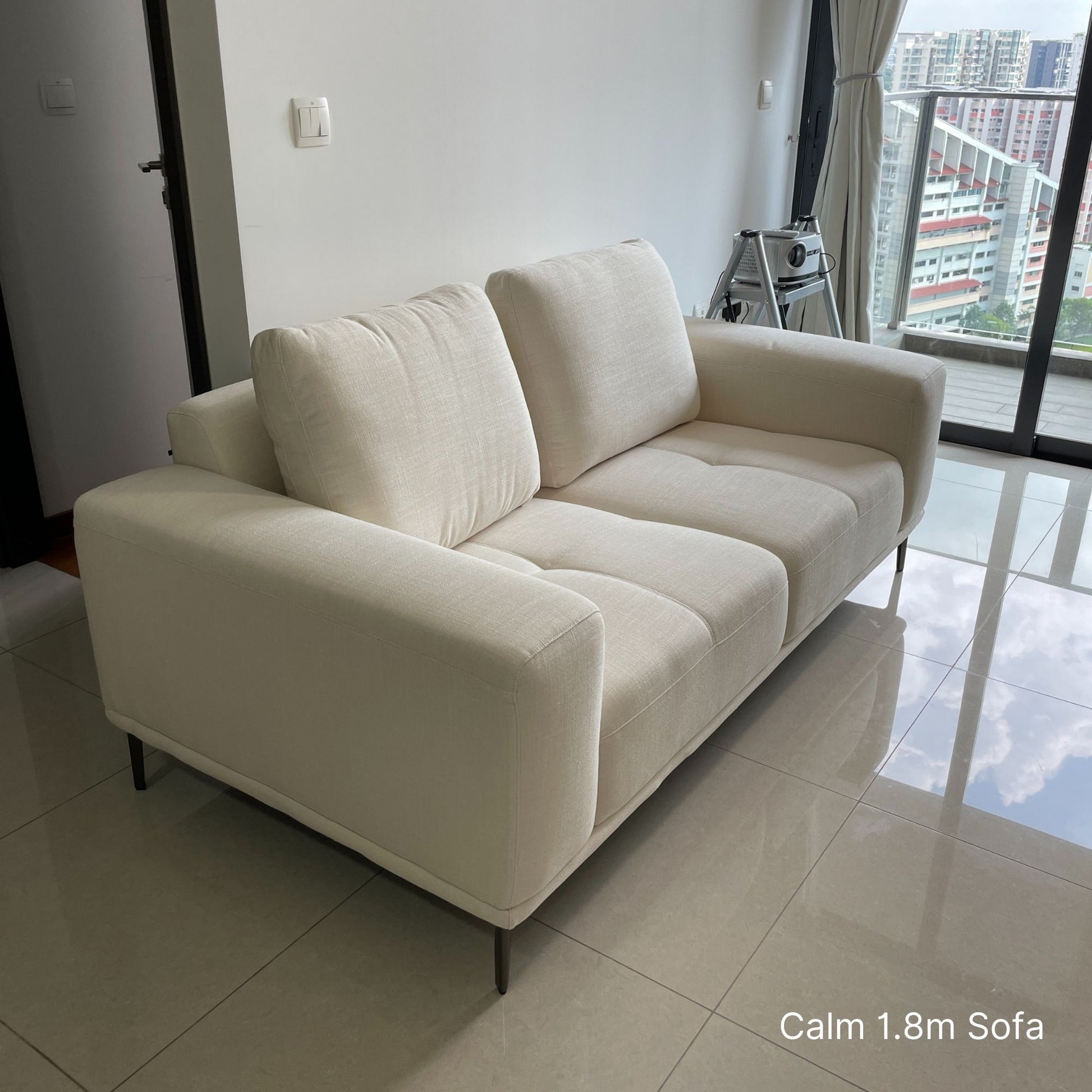 180cm 2 seater Calm fabric sofa in white in our customer's living room